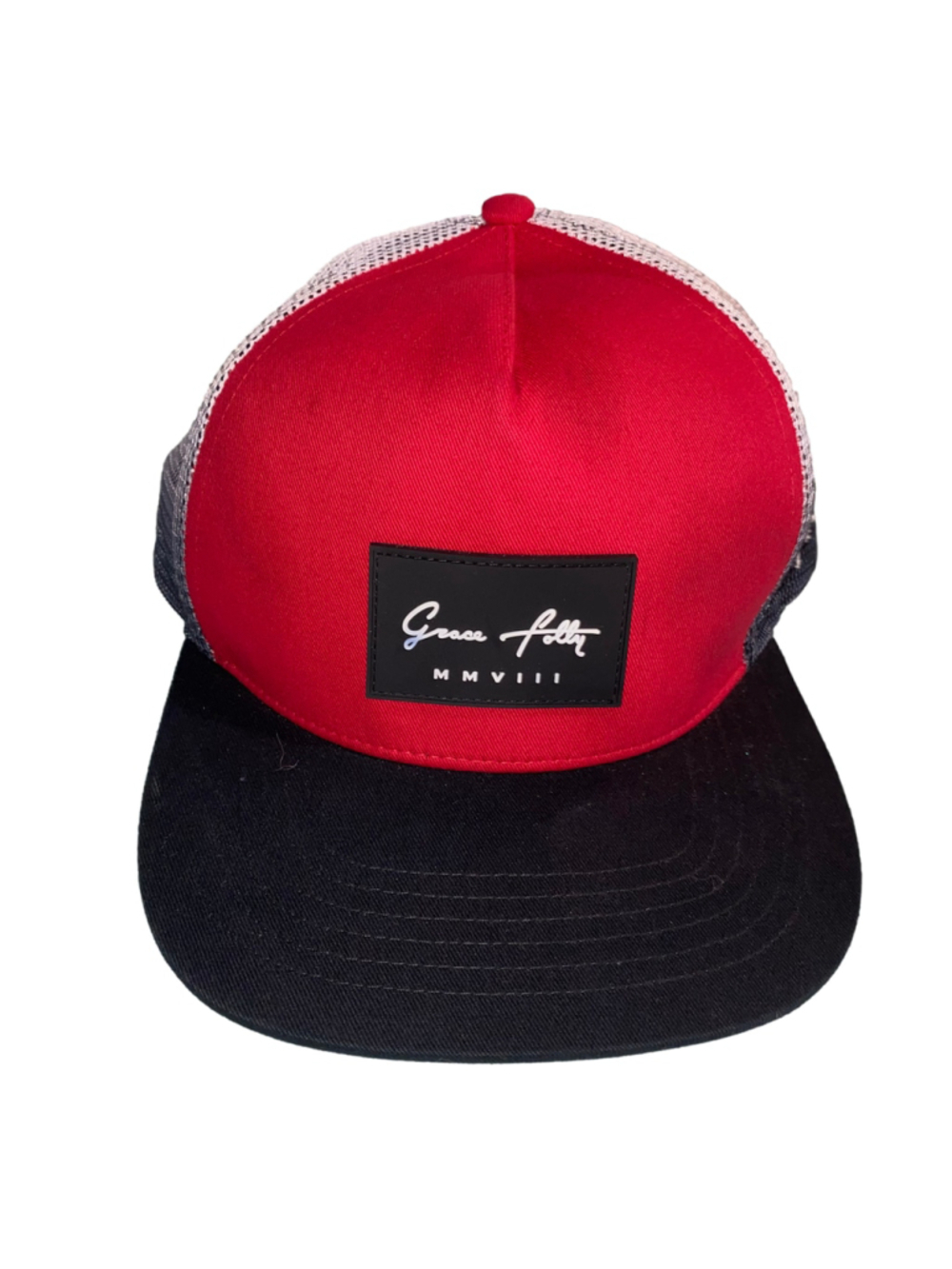 Grace Folly Trucker Hat Snap Back One Size Red and Black